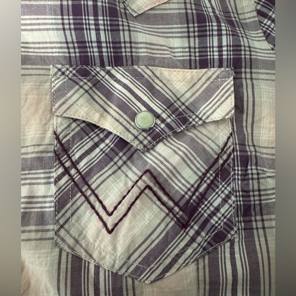 Wrangler Retro Pearl Snap Purple Plaid Long Sleeve Shirt Womens Size Small - Picture 5 of 7